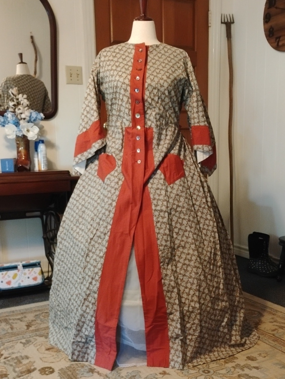 Dress Cotton Women’s Victorian wrapper   Reenactor Living Historian